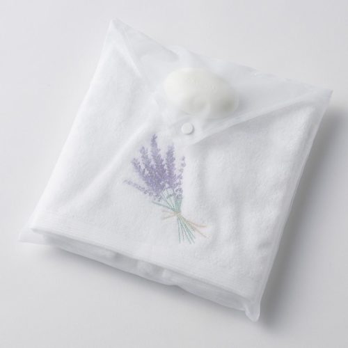 Lavender Bouquet Hand Towel & Soap in Organza Bag