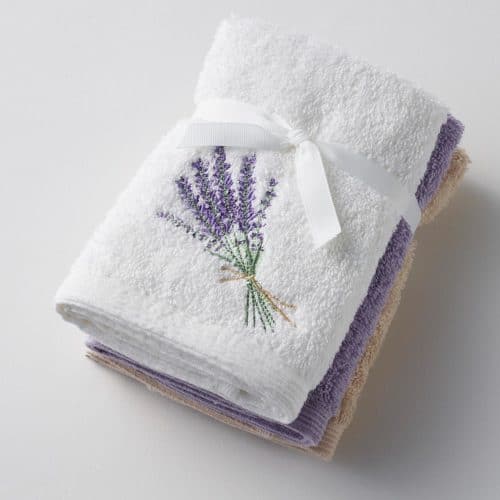 Lavender Bouquet Face Washer Set of 3 (2 Plain)