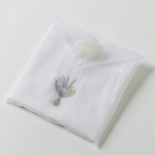Lavender Posy Hand Towel & Soap in Organza Bag