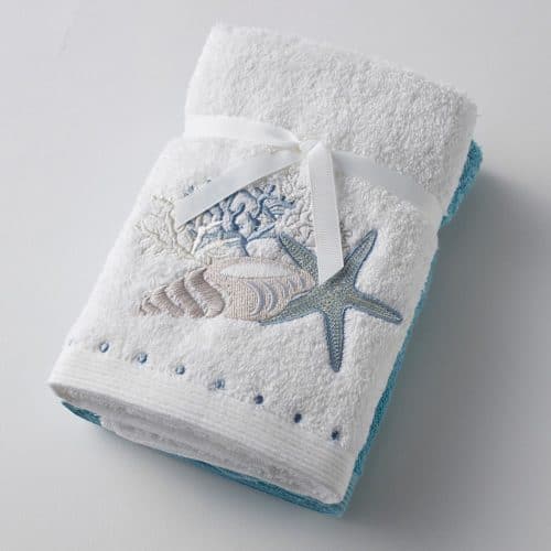 Seaside Hand Towel Set of 2 (1 Plain)