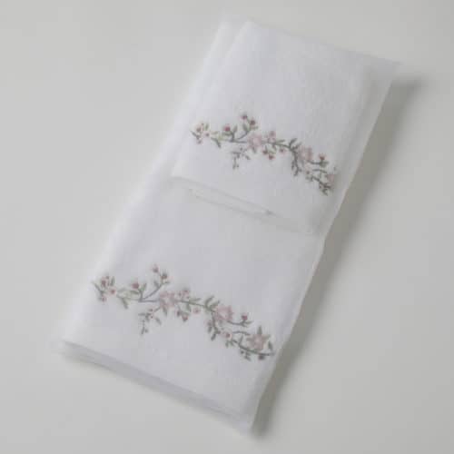 Trailing Rose Hand Towel & Face Washer in Organza Bag