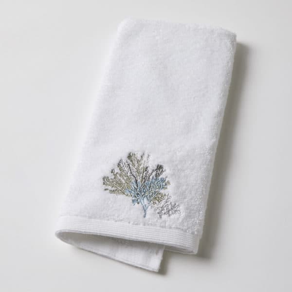 Sea Coral embroidered hand towel