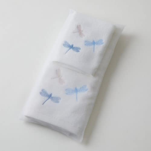 Blue Dragonflies Hand Towel & Face Washer in Organza Bag