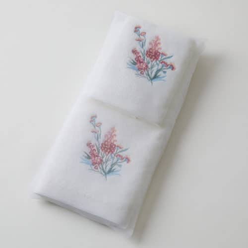 Red Wattle Hand Towel & Face Washer in Organza Bag