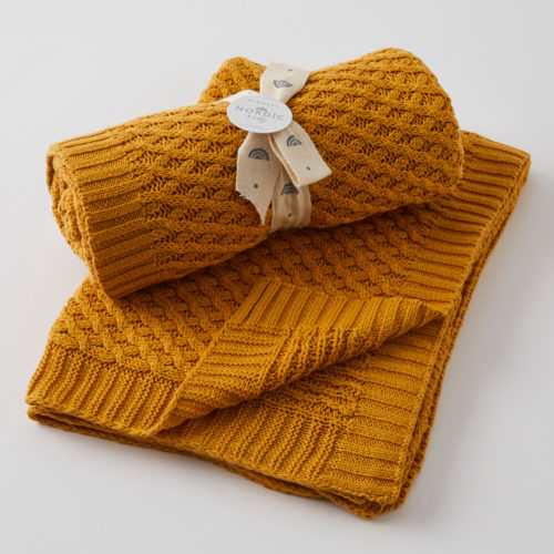 Honey Basket Weave Knit Blanket