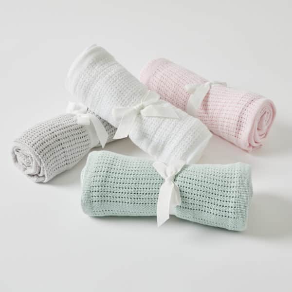 Cotton Cellular Baby Blankets 4 Asst Colour