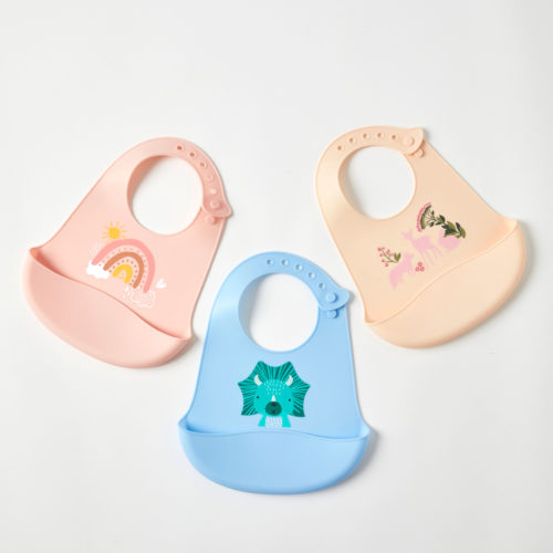 Whimsical Silicone Scoop Bibs 3 Asst Designs