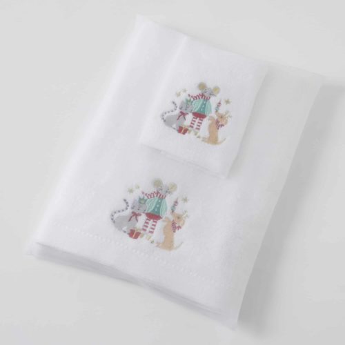 Christmas Pets Bath Towel & Face Washer in Organza Bag