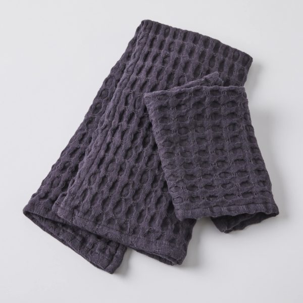 Ink Organic Cotton Waffle Hand Towel & Face Washer Set - Late October