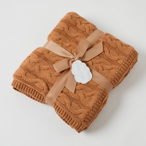 Aurora Cable Knit Baby Blanket – Biscuit/Cream