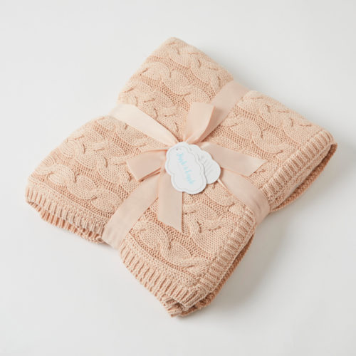 Aurora Cable Knit Baby Blanket – Pink Clay/Cream