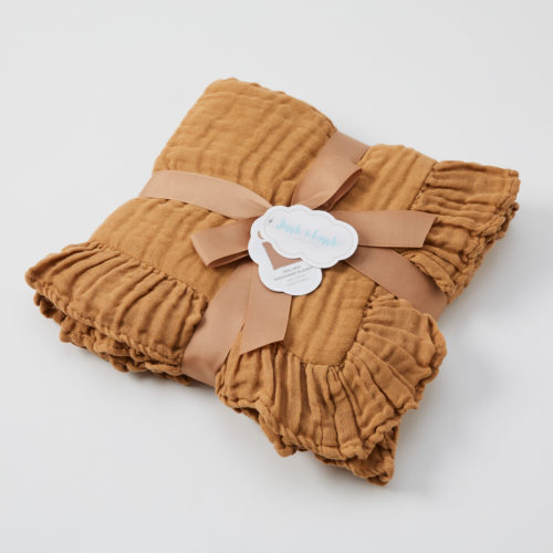 Frill Hem Muslin Baby Blanket – Biscuit