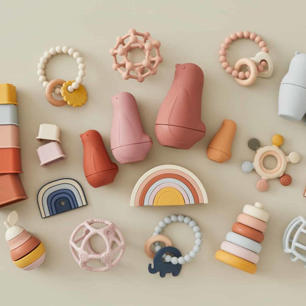 Mika Silicone & Wood Teethers 3 Asst Designs/Colours – Pilbeam Living