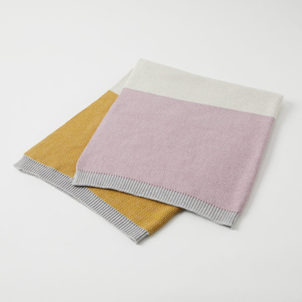 Spectacular Block Stripe Baby Blanket – Pink/Mustard – Late Sept