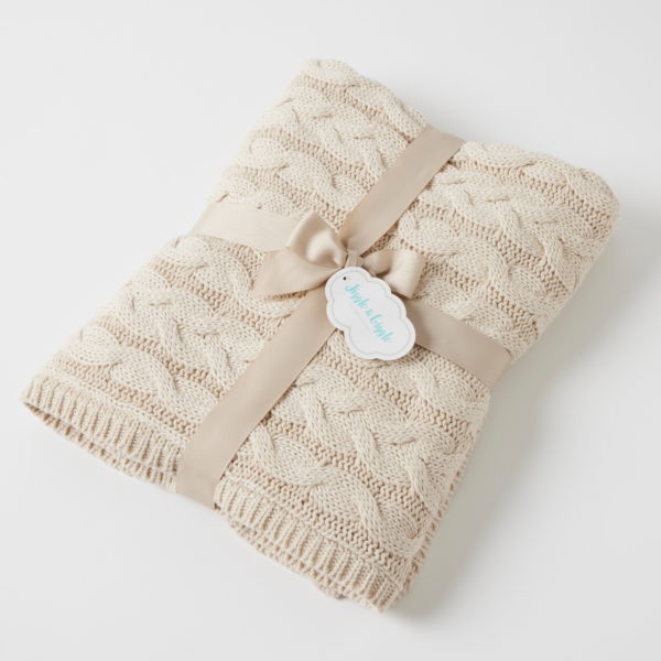 Aurora Cable Knit Baby Blanket – Oatmeal