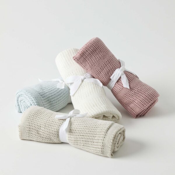 Cotton Cellular Baby Blankets 4 Asst Colours
