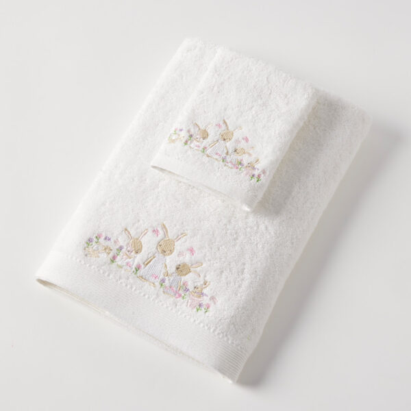 Jiggle & Giggle Bunny Garden Bath Towel & Face Washer in Organza Bag