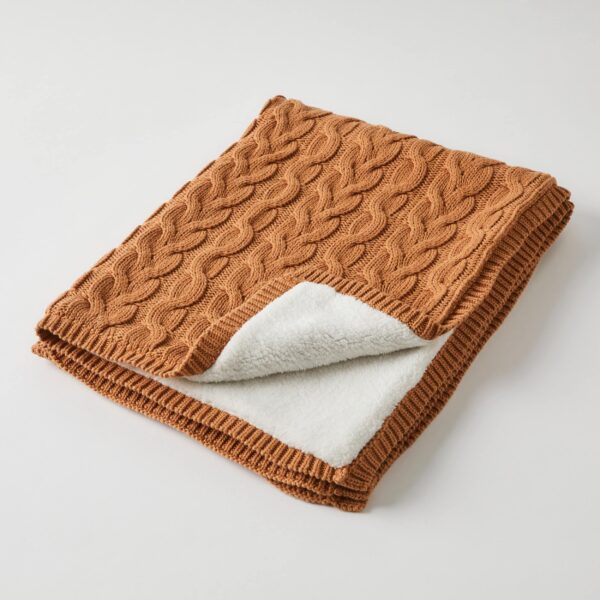 Aurora Cable Knit Baby Blanket - Biscuit/Cream