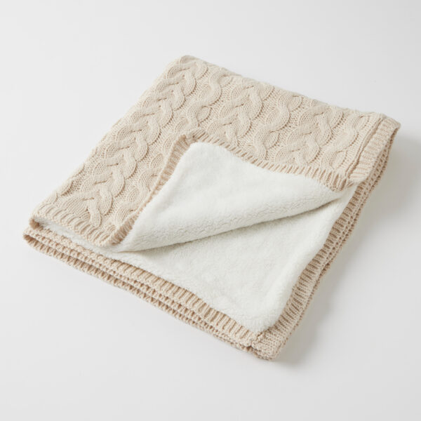 Aurora Cable Knit Baby Blanket - Oatmeal