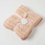Aurora Cable Knit Baby Blanket - Pink Clay/Cream