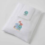 Green Dino Family Bath Towel & Face Washer in Organza Bag