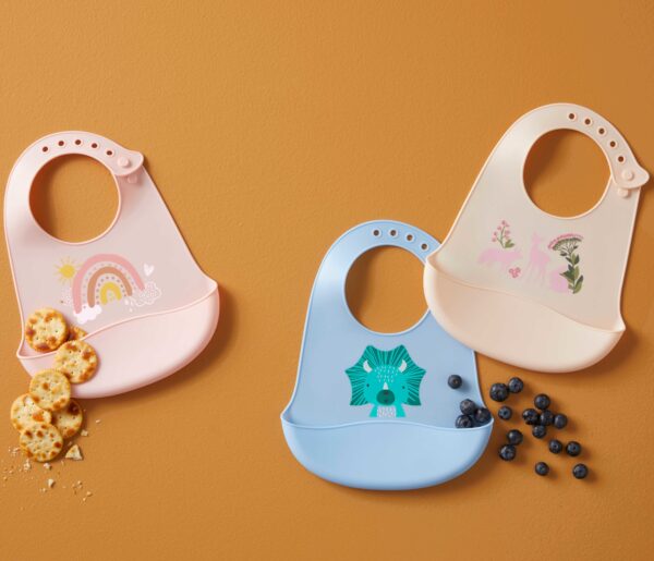 Whimsical Silicone Scoop Bibs 3 Asst Designs