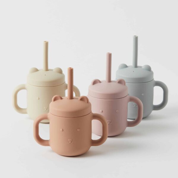 Henny Silicone Sippy Cup with Straw - Steele