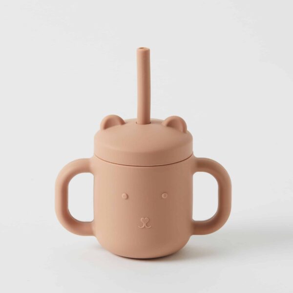 Henny Silicone Sippy Cup with Straw - Terracotta