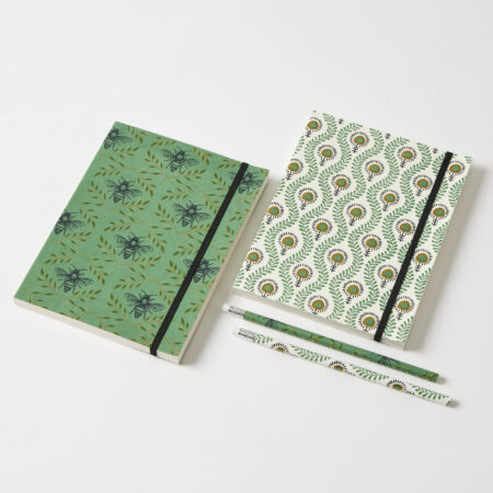 Bee 80 Page Set of 2 Notebooks & Pencils Gift Set