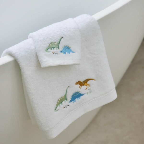 Dallying Dino Bath Towel & Face Washer in Organza Bag