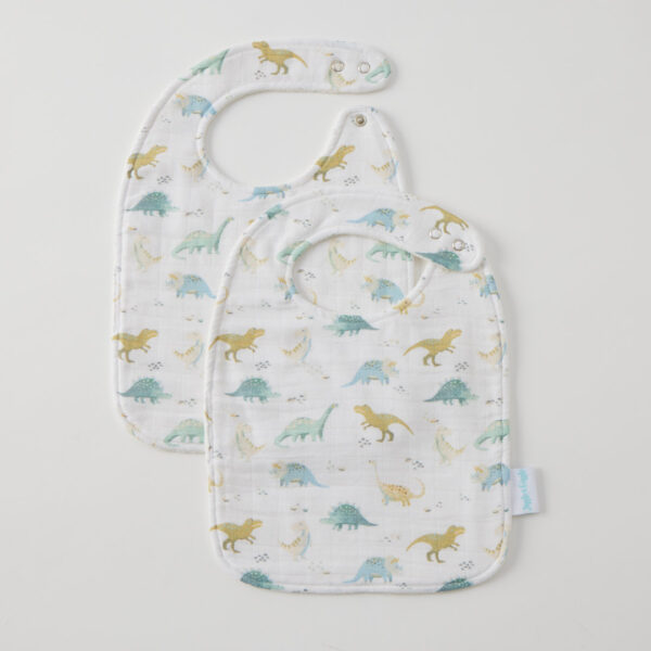 Dallying Dinosaurs Muslin Bib Set of 2