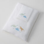 Dallying Dino Bath Towel & Face Washer in Organza Bag