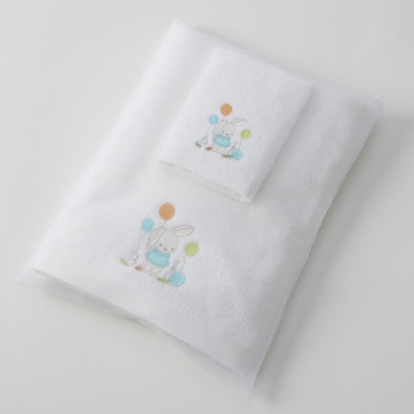 Jiggle & Giggle Bunny Party Bath Towel & Face Washer in Organza Bag