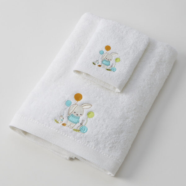 Bunny Party Bath Towel & Face Washer in Organza Bag