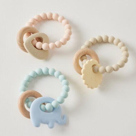 Wren Silicone & Wood Teether 3 Asst Designs/Colours