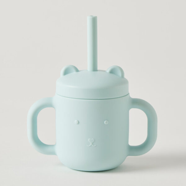 Riley Silicone Sippy Cup with Straw - Blue