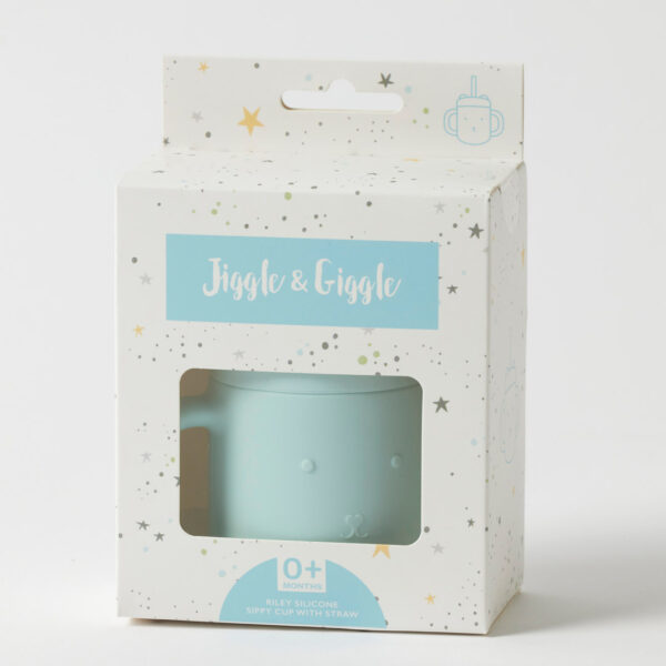 Riley Silicone Sippy Cup with Straw - Blue