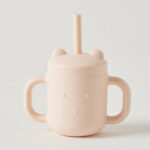 Riley Silicone Sippy Cup with Straw - Peach