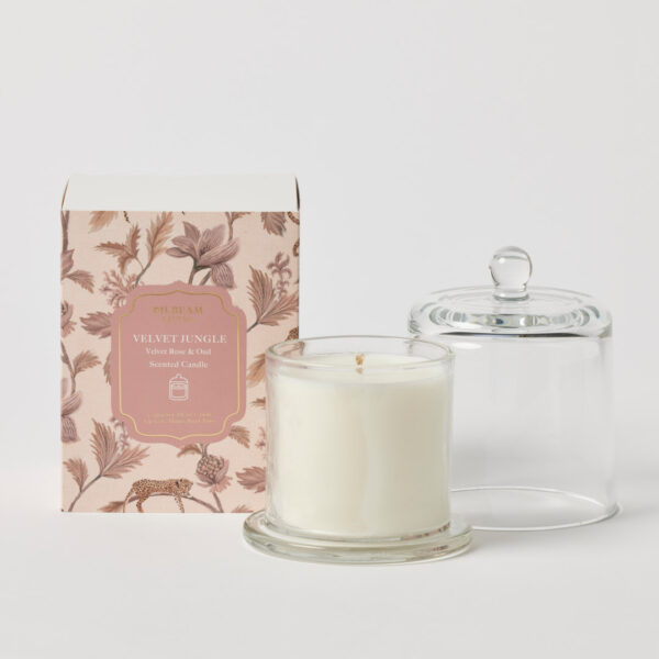 Velvet Jungle Glass Cloche Scented Candle - Velvet Rose