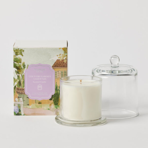 Country Garden Glass Cloche Scented Candle - Lavender & Vanilla