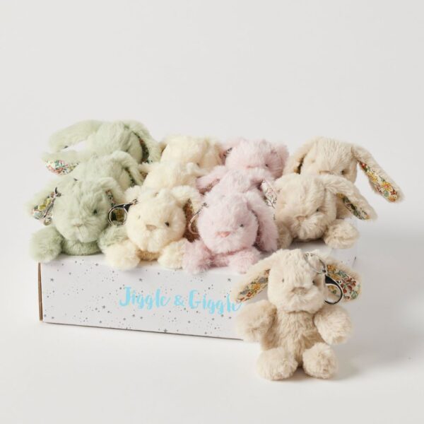 Jiggle & Giggle Floral Bunny Keychain CDU 12pcs/4 Asst