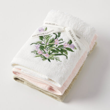 Country Garden Face Washer Set of 3 (2 Plain)