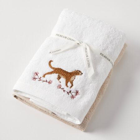 Velvet Jungle Hand Towel Set of 2 (1 Plain)