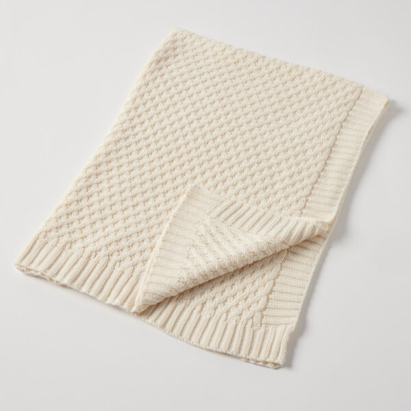 Jiggle & Giggle Cream Basket Weave Knit Blanket