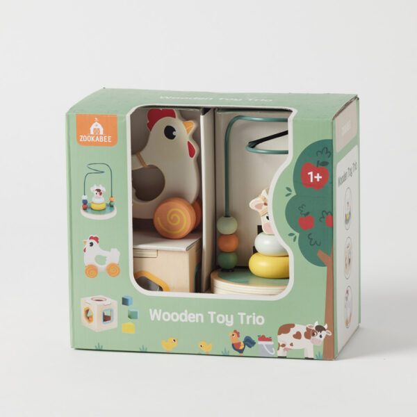 3-in-1 Farm Animals Wooden Set