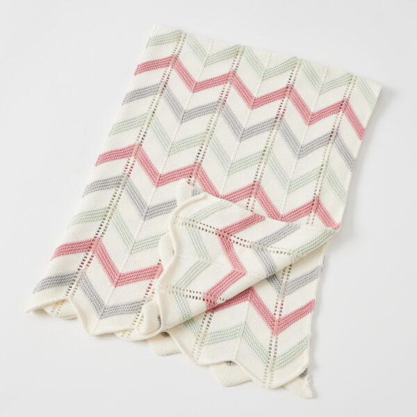 Jiggle & Giggle Blush Zig-Zag Knit Blanket