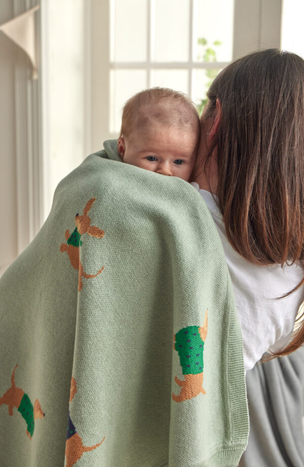 Jiggle & Giggle Dachshund Knitted Baby Blanket