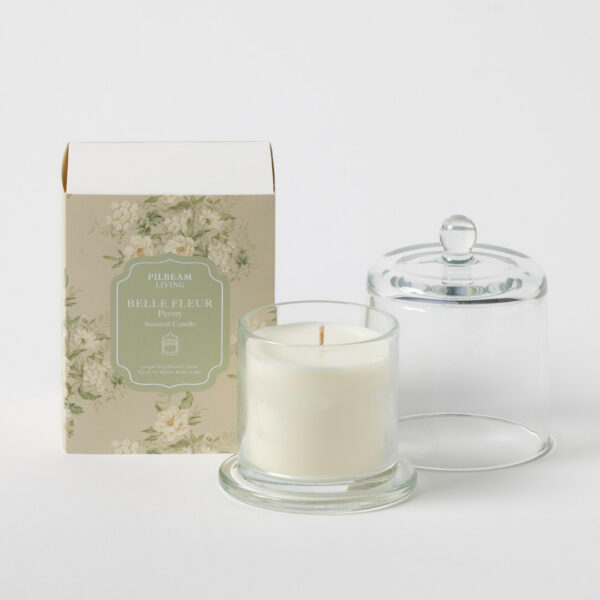 Belle Fleur Glass Cloche Scented Candle - Peony