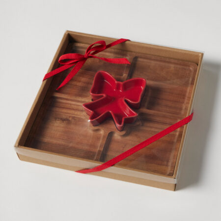 Bow Serving Board with Condiment Bowl