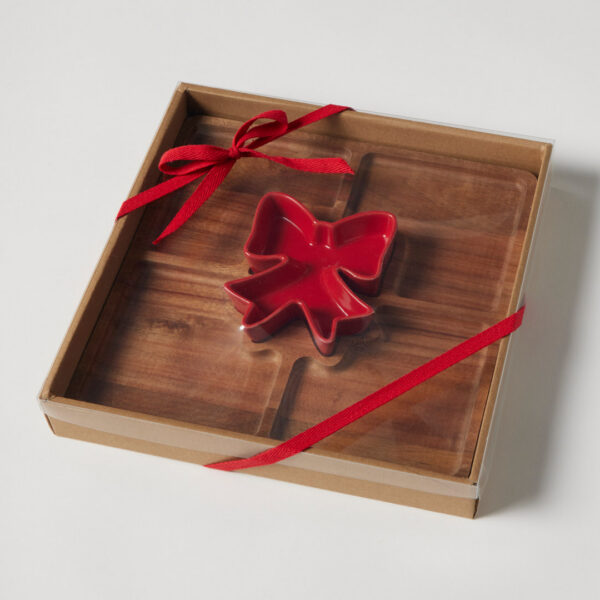 Bow Serving Board with Condiment Bowl
